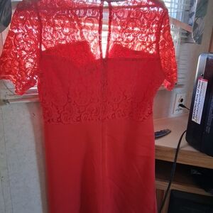 Alexia Admor Vibrant Red Lace Long Sleeve Dress